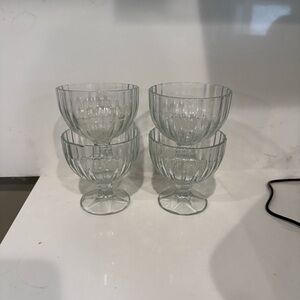Set of Four Clear Glass Dessert Bowls